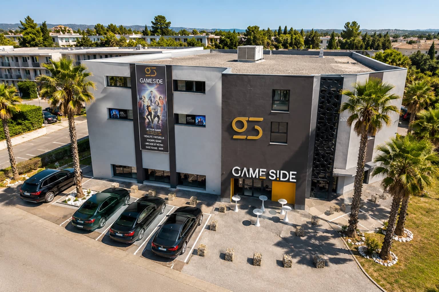 Vue aérienne d'un complexe Gameside